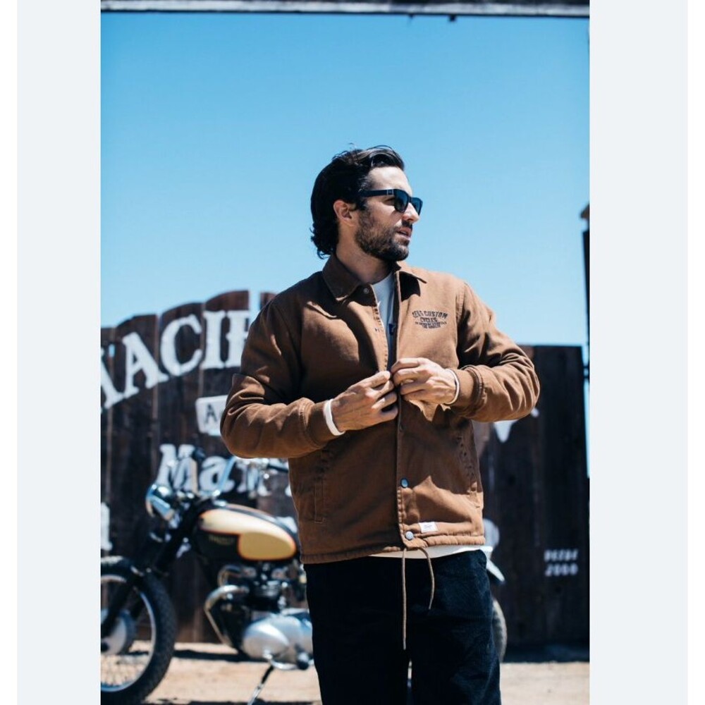 Deus Ex Machina Jacket Mens XS Brown Latham Canvas Coach Sherpa Lined Motorcycle - Picture 15 of 16